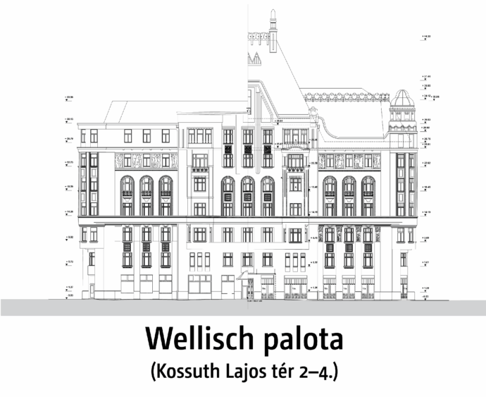 Wellisch-palota: A felújítás homlokzati terve