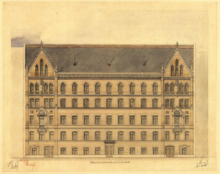 Tisza Lajos Irodaház: Az eredeti engedélyezési terv Steindl Imrétől